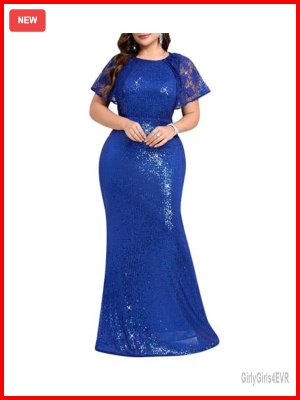 Plus Size Sequin Mesh Bodycon Formal Maxi Dress Evening Gown